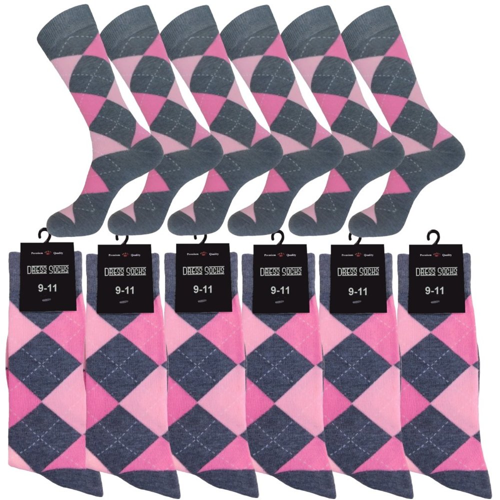 12 PAIRS PINK GREY GROOMSMEN WEDDING ARGYLE SOCKS